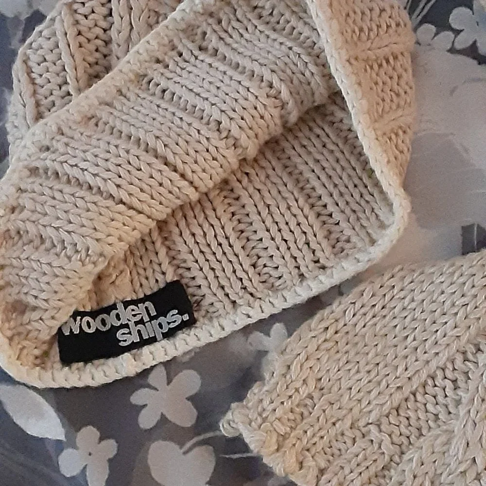 gorgeous knit hat & scarf set - tan - baby/ toddler
